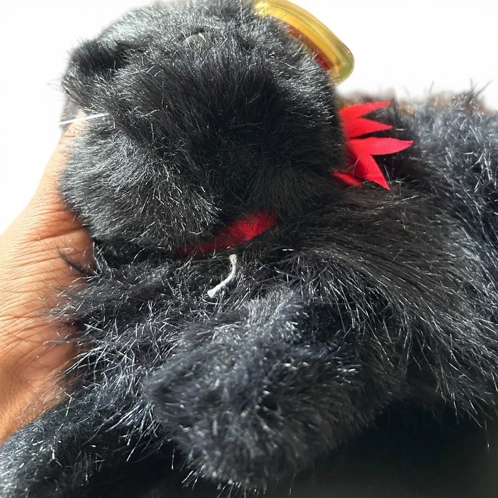 TY Classics Silky Plush Black Cat Red Ribbon Stuffed Animal 1998 Vintage Gothic